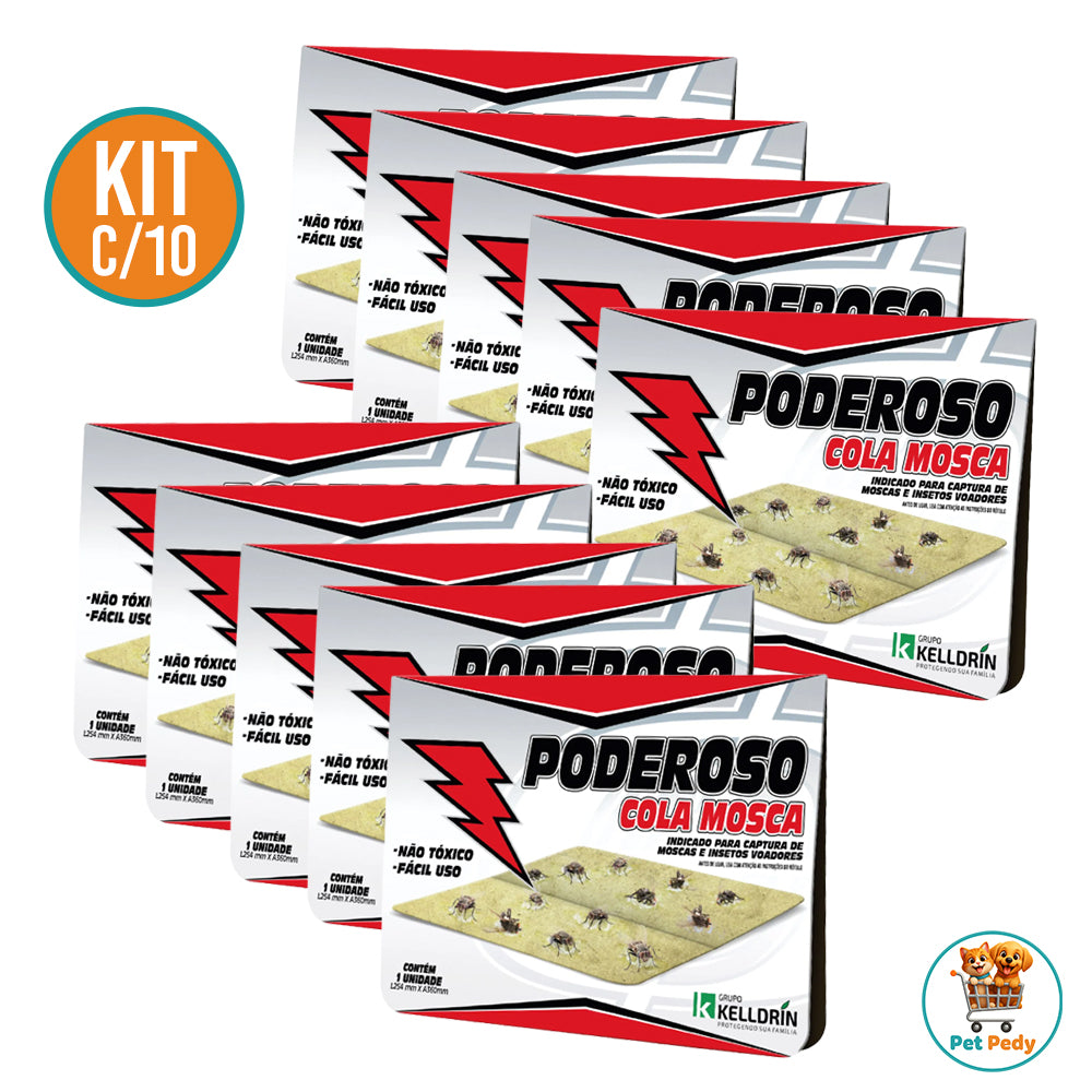 KIT COM 10: Poderoso Cola Mosca Kelldrin – Eficiência máxima no controle de moscas e insetos voadores
