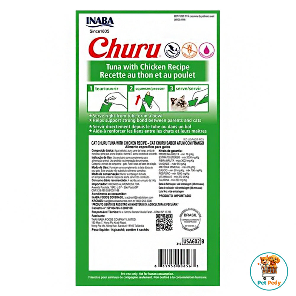 Display Petisco Churu Sabor Atum com Frango - Gatos - 24 Tubos